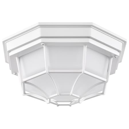 LED Spider Cage Fixture, White Finish With Frosted Glass